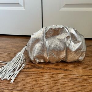 NWT Rebecca Minkoff Silver Tassel Clutch Bag